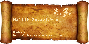 Mellik Zakariás névjegykártya